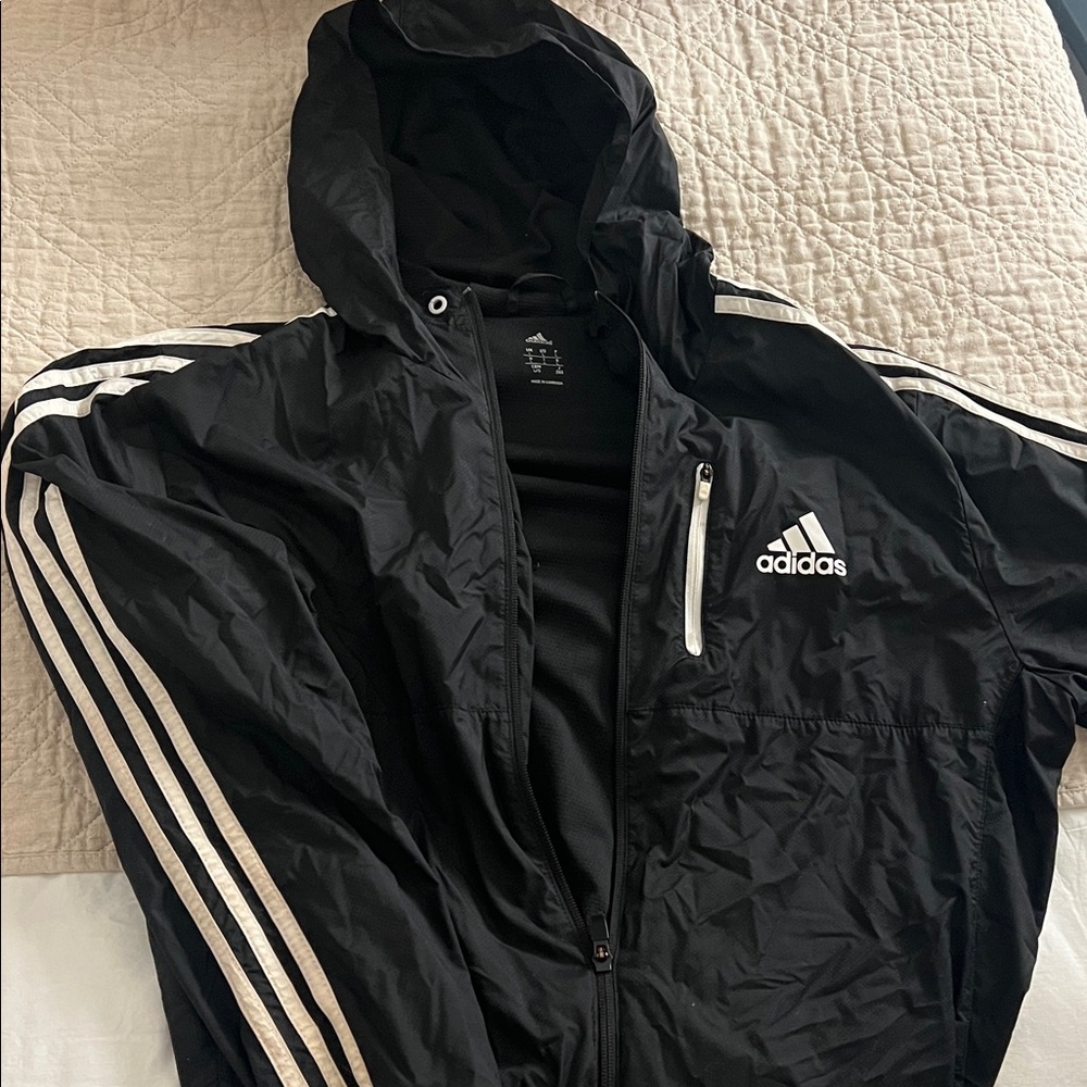 Adidas Women’s Black Hooded Windbreaker Jacket